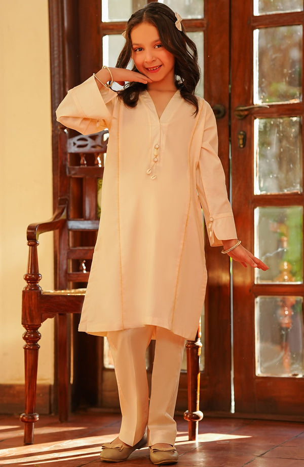 Amna Khadija Casual Lawn Stitched 2 Piece - White - 0086-D - AK25BNB - Summer Collection