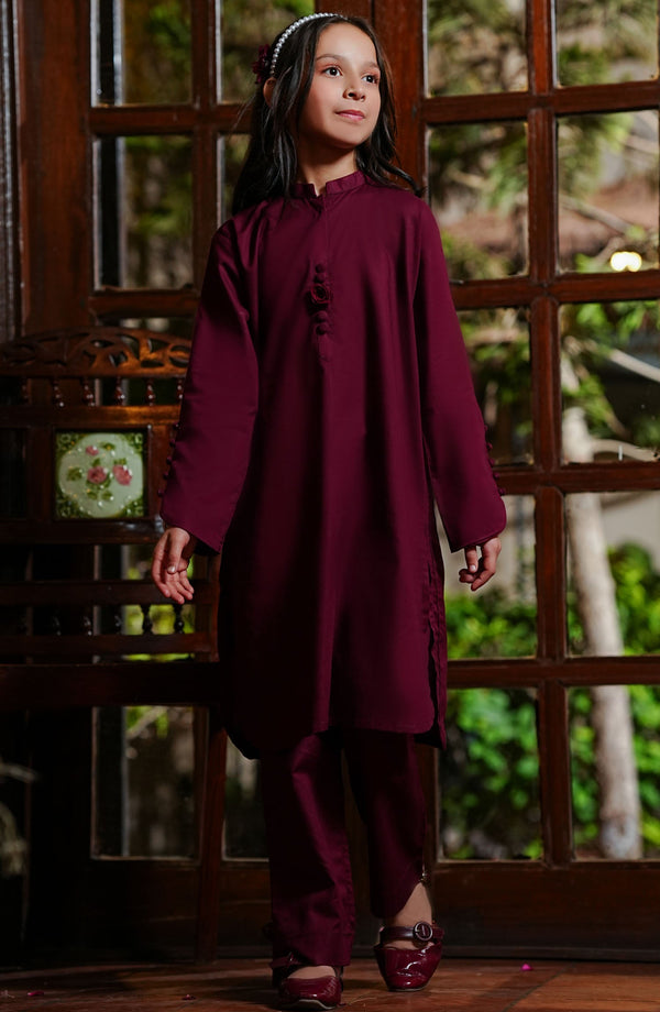 Amna Khadija Casual Lawn Stitched 2 Piece - Maroon - 0089-D - AK25BNB - Summer Collection