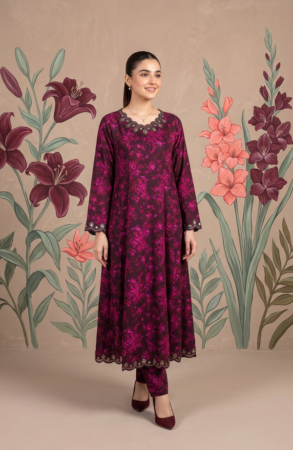 Kashf Embroidered Staple Stitched 2 Piece Suit - D-6334 - TF26KF - Pink - Fancy Collection