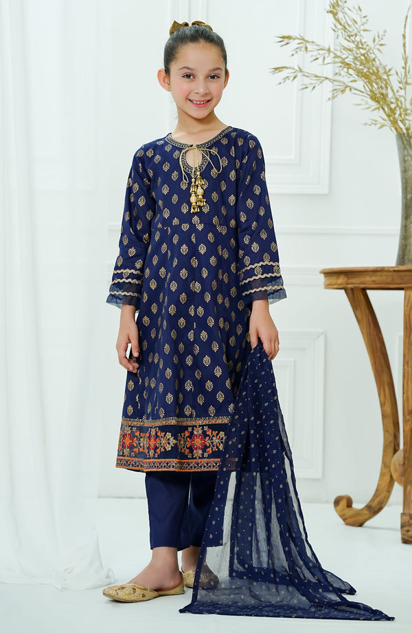 Amna Khadija Embroidered Cotton Stitched 3 Piece Suit - BBMDD-07-D - AK25BNBD2 - Blue - Summer Collection