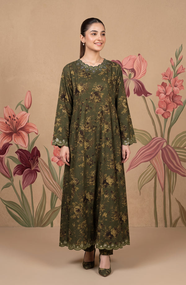 Kashf Embroidered Staple Stitched 2 Piece Suit - D-6331 - TF26KF - Green - Fancy Collection