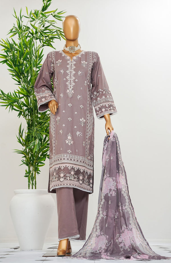 Durnaz by Amna Khadija Embroidered Jacquard Lawn Stitched 3 Piece Suit - AM25DRN - Rang e Haya - Purple - Festive Collection