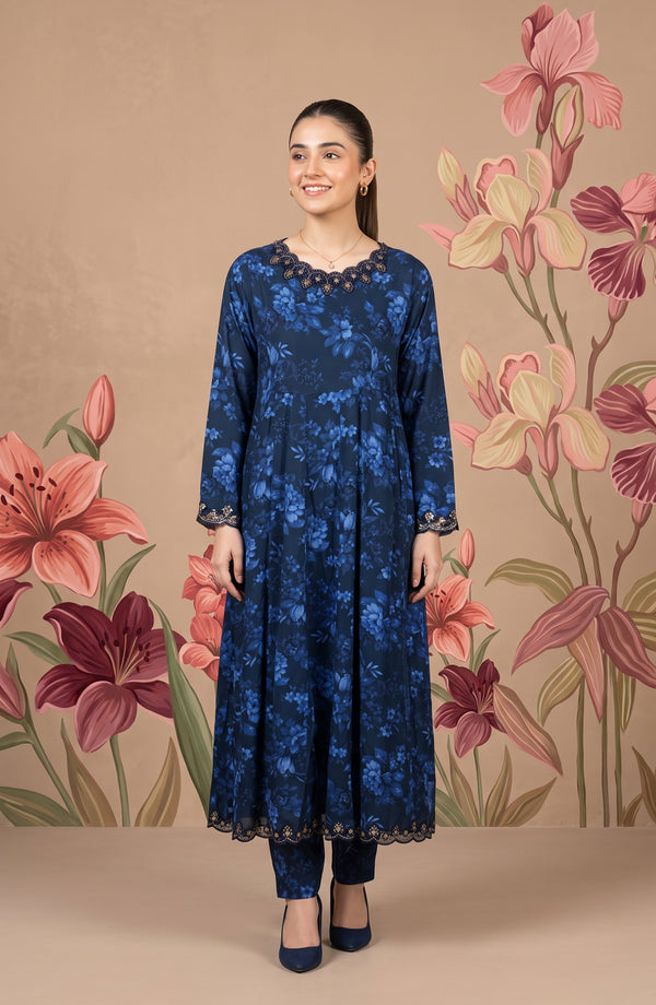 Kashf Embroidered Staple Stitched 2 Piece Suit - D-6333 - TF26KF - Blue - Fancy Collection