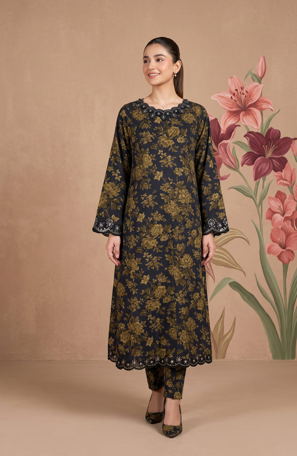 Kashf Embroidered Staple Stitched 2 Piece Suit - D-6330 - TF26KF - Green - Fancy Collection