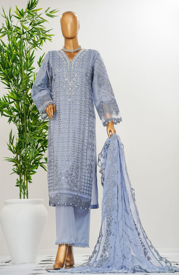 Durnaz by Amna Khadija Embroidered Jacquard Lawn Stitched 3 Piece Suit - AM25DRN - BR CH 03 - Blue - Festive Collection