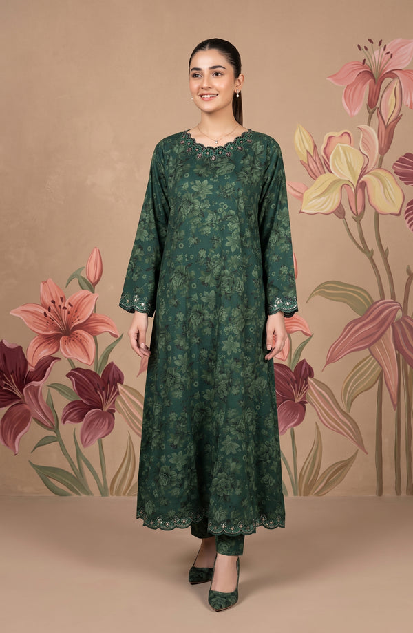 Kashf Embroidered Staple Stitched 2 Piece Suit - D-6332 - TF26KF - Green - Fancy Collection