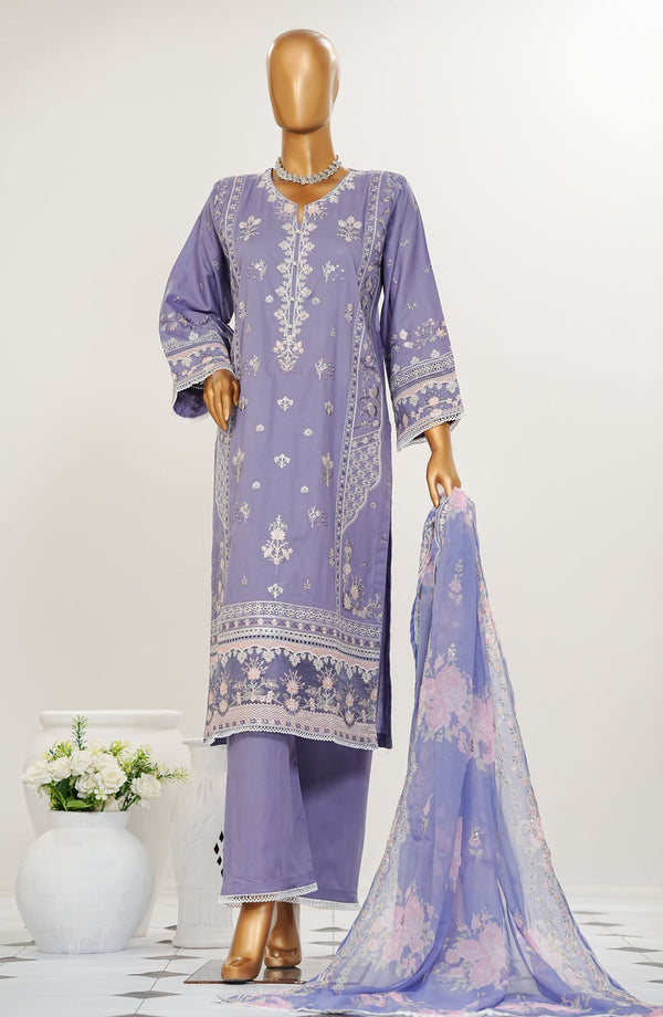 Durnaz by Amna Khadija Embroidered Jacquard Lawn Stitched 3 Piece Suit - AM25DRN - Rang e Haya - Blue - Festive Collection