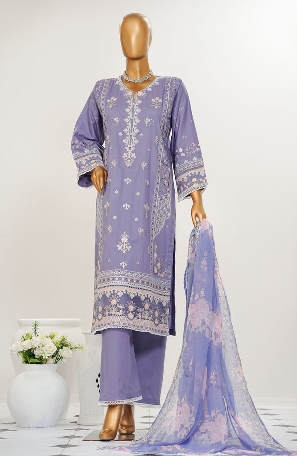 Durnaz by Amna Khadija Embroidered Jacquard Lawn Stitched 3 Piece Suit - D - 11 - Purple
