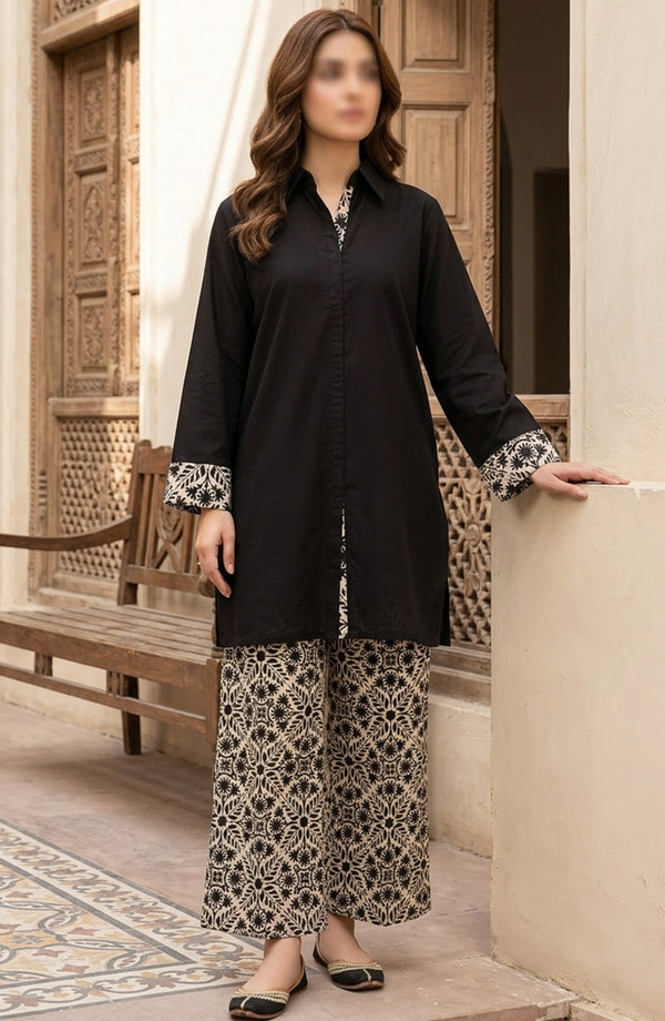 Amna Khadija Dastan Sunset Soiree Lawn Stitched 2 Piece Suit - AKPD-04 - AKP26TAAN - Black - Summer Collection