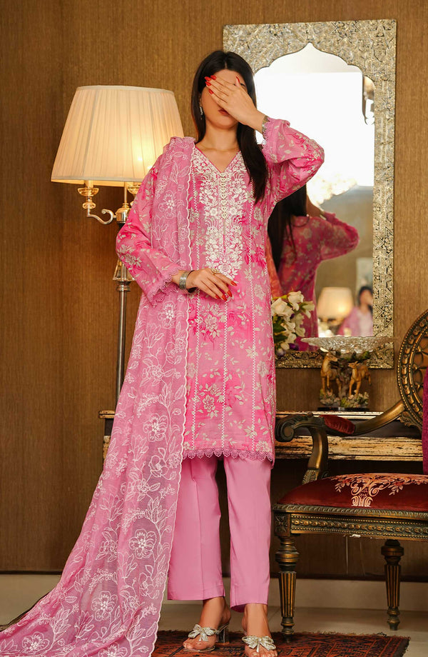 Chantelle Print & Embroidered 3 Piece Lawn Light Pink D-05