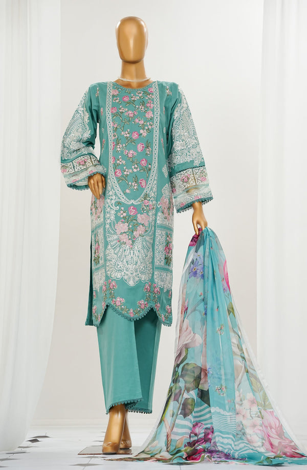 Durnaz by Amna Khadija Embroidered Jacquard Lawn Stitched 3 Piece Suit - AM25DRN - ELF 01 - Sea Green - Festive Collection