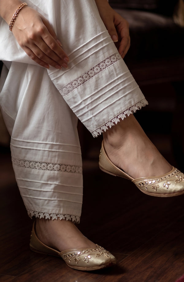 Pristine Hem by Amna Khadija Cotton Stitched Trouser - AKPH-04A - AKP26TRD - White - Casual Collection