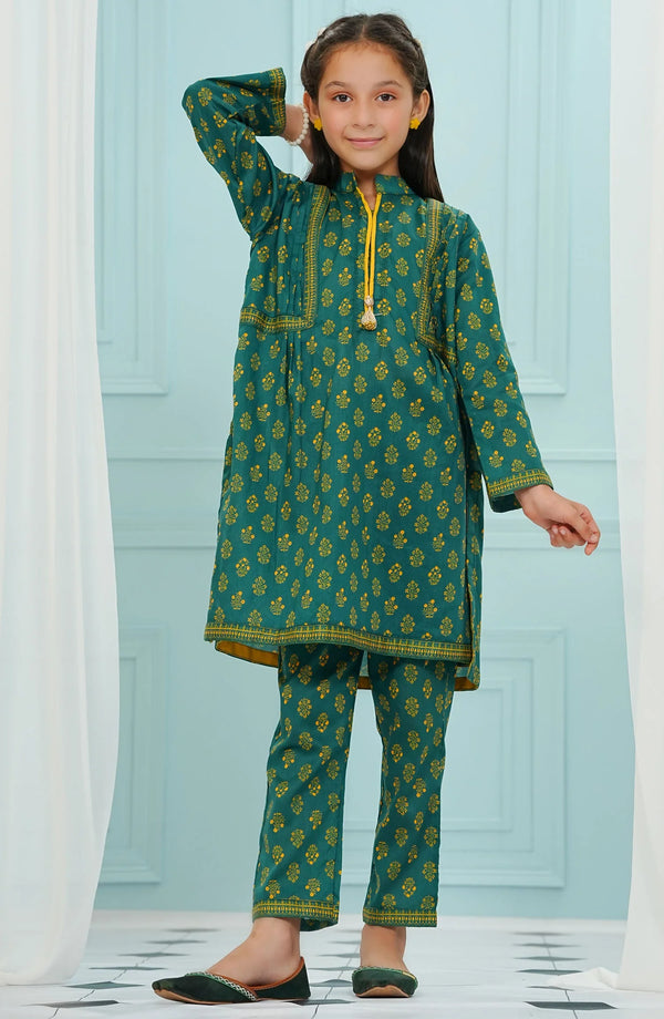 Amna Khadija Printed Lawn Stitched 2 Piece Suit - D-04 - Green