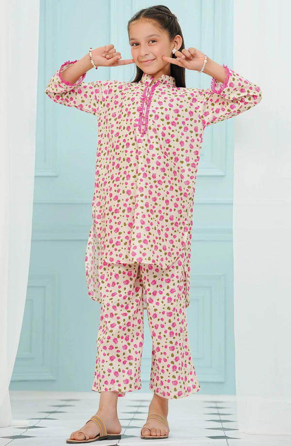 Amna Khadija Printed Lawn Stitched 2 Piece Suit - D-01 - Pink