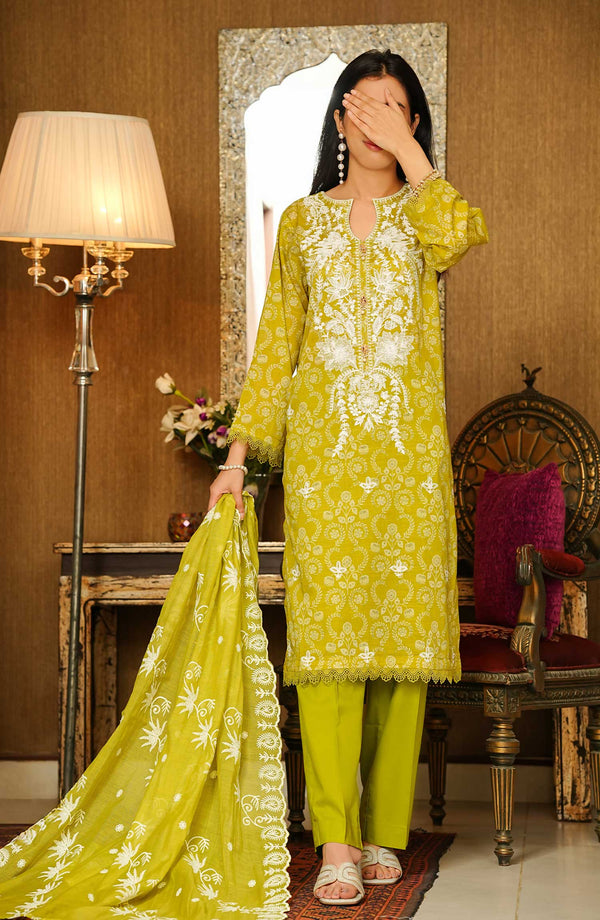 Chantelle Print & Embroidered 3 Piece Lawn Yellow D-02