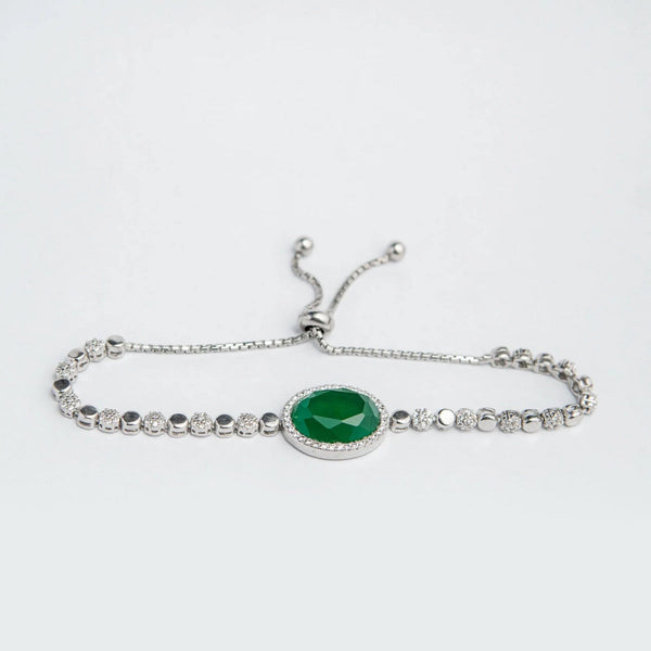 YKL Jewellers Bracelet Collection ADJUSTABLE GREEN EMERALD OVAL BRACELET