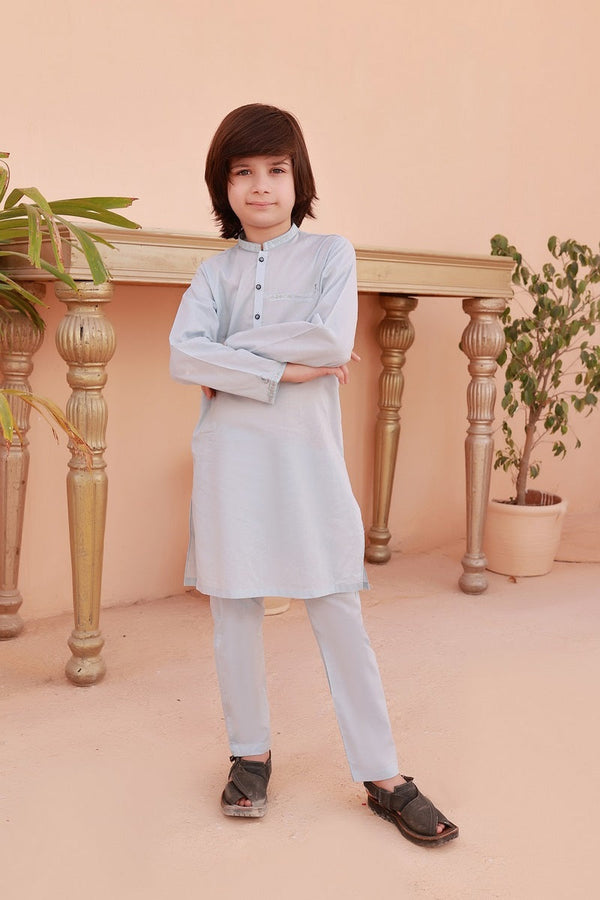 Exclusive Kids Shalwar Kameez Collection Vol 02 AK 10 Llight Blue Blended Kameez shalwar