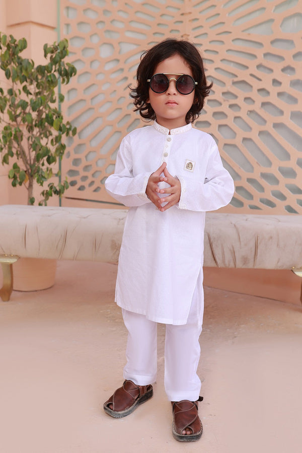 Exclusive Kids Shalwar Kameez Collection Vol 02 AK 24 White embroidered Kameez shalwar