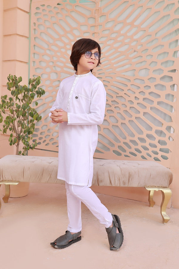 Exclusive Kids Shalwar Kameez Collection Vol 02 AK 25 White embroidered Kameez shalwar