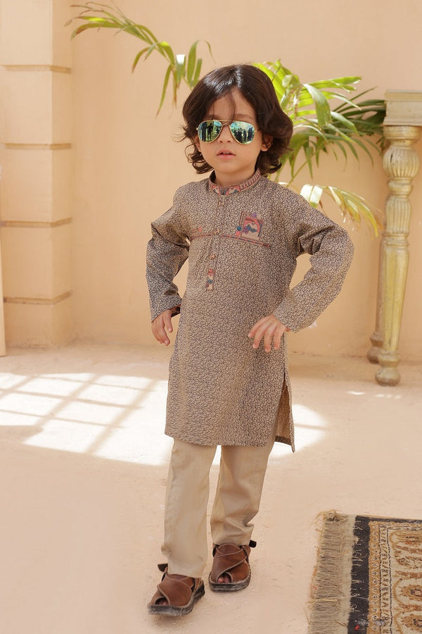 Exclusive Kids Shalwar Kameez Collection Vol 02 AK 6 Printed Beige Kameez shalwar