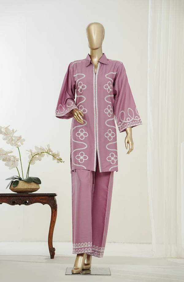 Amaya Mauzan by Amna Khadija Embroidered Dobby Stitched 2 Piece Co-ord Sets - AKPAM-01 - AKP26AMYA - Pink - Summer Collection