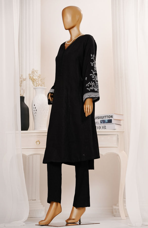 Monochrome by Amna Khadija Embroidered Cotton Stitched 2 Piece Suit - D - 02 - Black