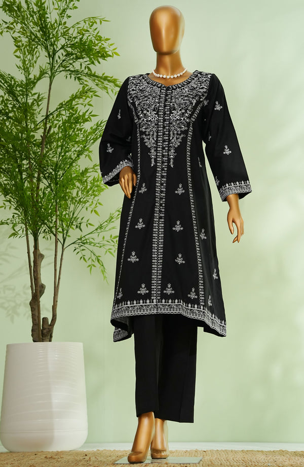 Monochrome by Amna Khadija Embroidered Cotton Stitched 2 Piece Suit - D - 03 - Black