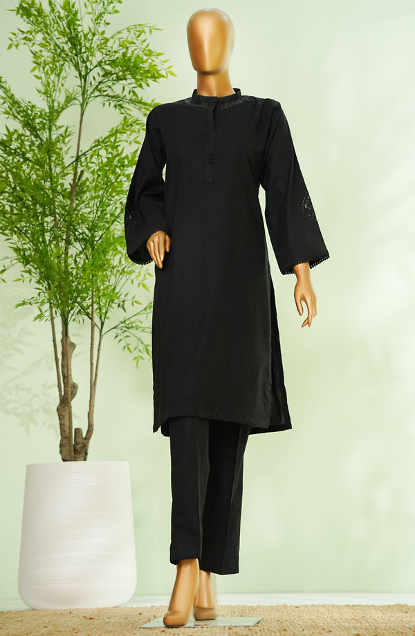 Monochrome by Amna Khadija Embroidered Cotton Stitched 2 Piece Suit - D - 06 - Black