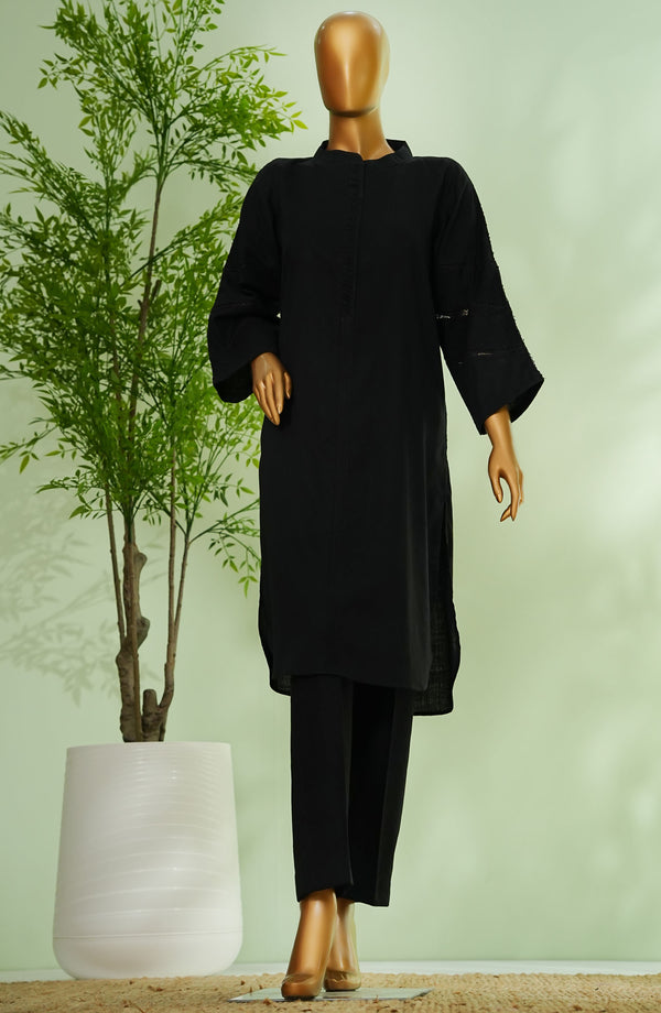 Monochrome by Amna Khadija Embroidered Cotton Stitched 2 Piece Suit - D - 07 - Black