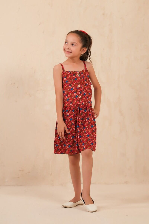 Frocks By Baby Nest Allover Floral Print Frock – Red