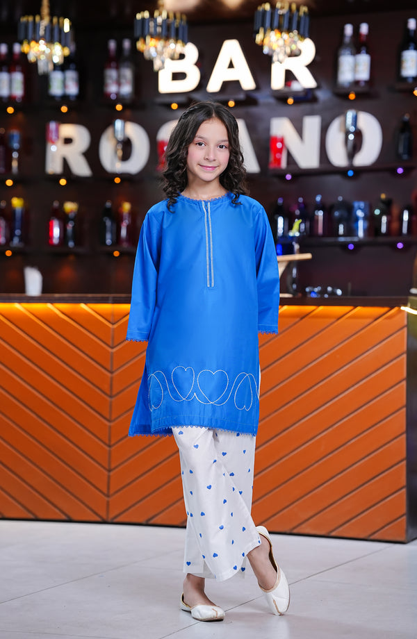 Aloo-Meeru-Hammi by Amna Khadija Embroidered Cotton Stitched 2 Piece Suit - AKPAMH-01 - AKP26AKAMH - Blue - Festive Girls Collection