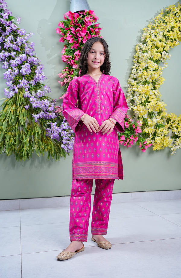 Aloo-Meeru-Hammi by Amna Khadija Embroidered Cotton Stitched 2 Piece Suit - AKPAMH-07 - AKP26AKAMH - Pink - Festive Girls Collection
