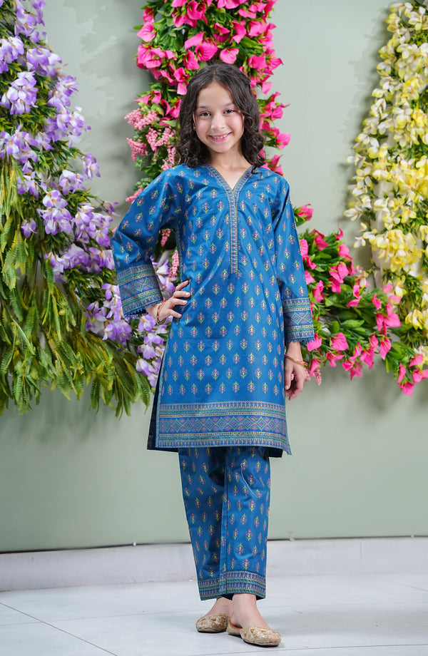 Aloo-Meeru-Hammi by Amna Khadija Embroidered Cotton Stitched 2 Piece Suit - AKPAMH-08 - AKP26AKAMH - Blue - Festive Girls Collection