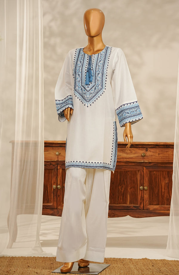 Amna Khadija Embroidered Lawn Stitched 2 Piece Suit - Design-04 - AK25VC5 - White - Casual Collection