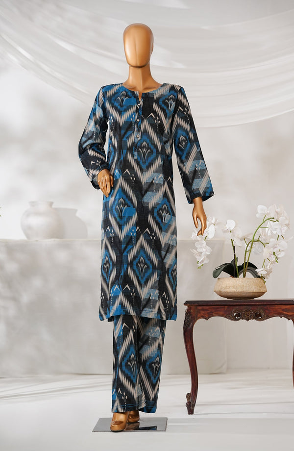 Hum Johli by Amna Khadija Printed Dobby Cambric Stitched 2 Piece Suit - AKHJ-02 - AK25JHH - Blue - Summer Collection