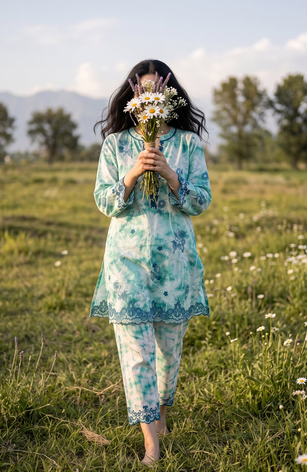 Amna Khadija Embroidered Chikankari Lawn Stitched 2 Piece Co ord Set - AKPSE-19 - AKP26ETRE - Sea Green - Summer Collection