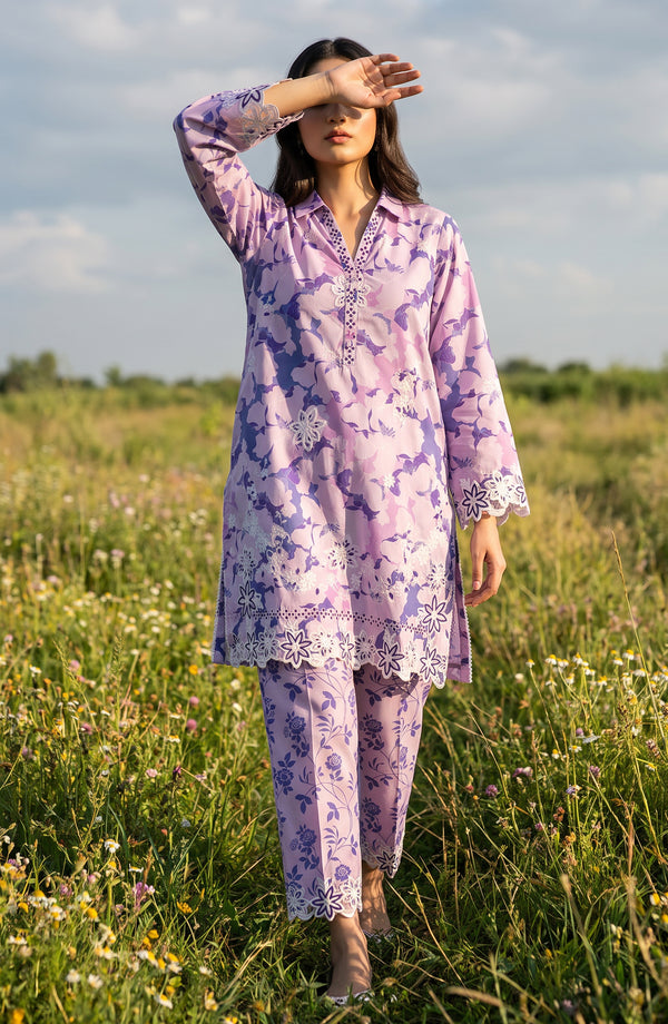 Amna Khadija Embroidered Chikankari Lawn Stitched 2 Piece Co ord Set - AKPSE-23 - AKP26ETRE - Purple - Summer Collection