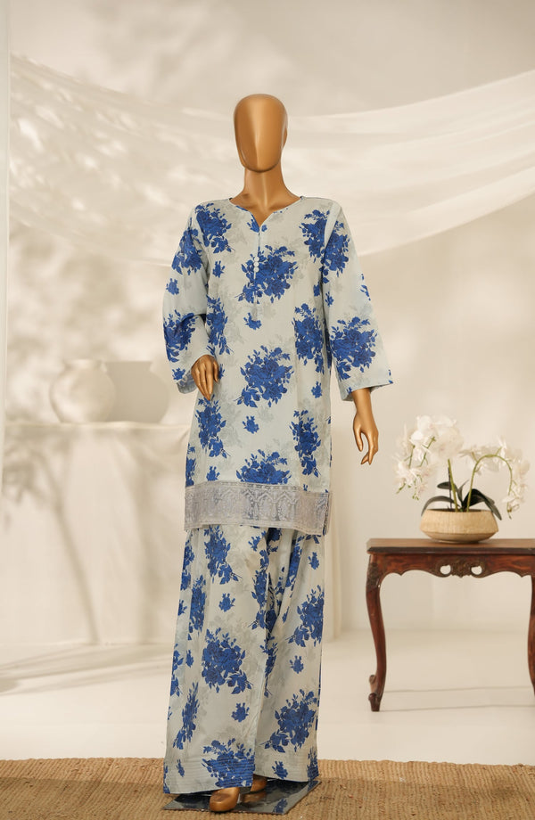 Amna Khadija Digital Print & Embroidered Cotton Stitched 2 Piece Suit - AKMS-01 - AM25AKMS - Blue - Summer Collection