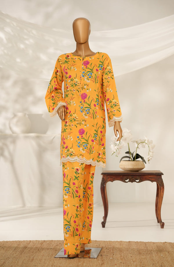 Amna Khadija Digital Print & Embroidered Cotton Stitched 2 Piece Suit - AKMS-04 - AM25AKMS - Yellow - Summer Collection