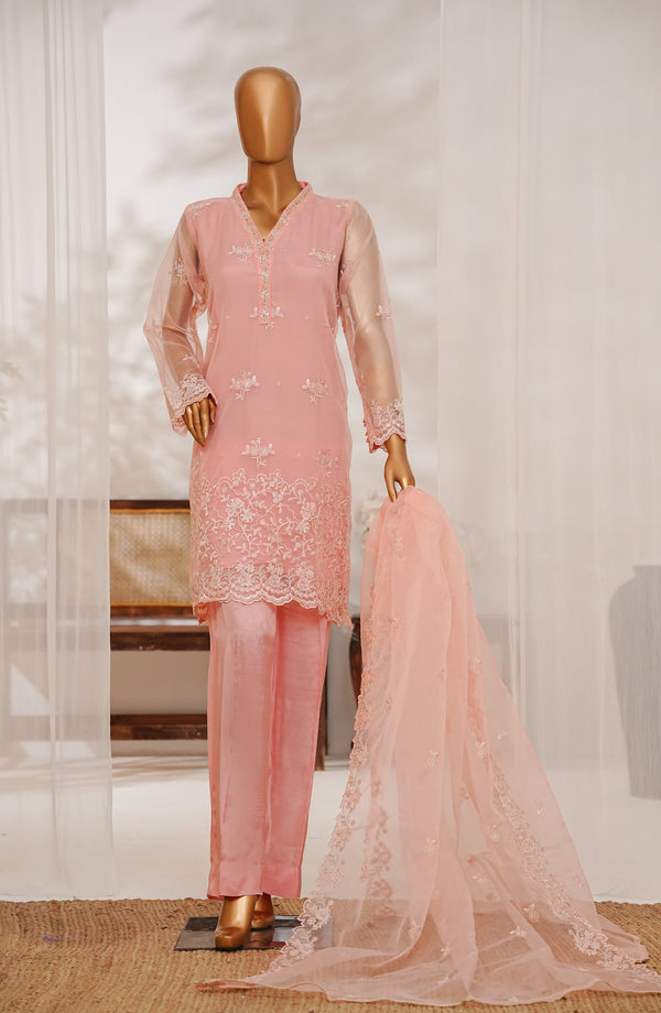 Kavira by Amna Khadija Embroidered Organza Stitched 3 Piece Suit - KLP-04 - AK25ORGN - Pink - Festive Collection