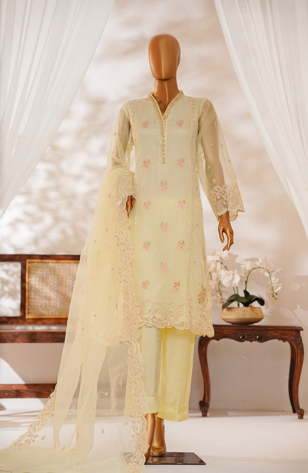 Kavira by Amna Khadija Embroidered Organza Stitched 3 Piece Suit - KLP-02 - AK25ORGN - Yellow - Festive Collection