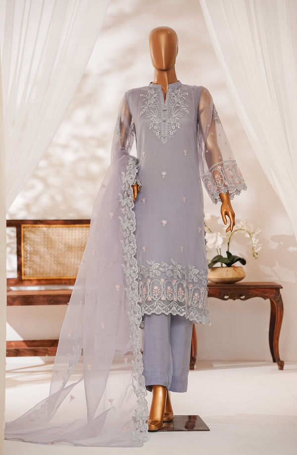 Kavira by Amna Khadija Embroidered Organza Stitched 3 Piece Suit - KLP-01 - AK25ORGN - Grey - Festive Collection