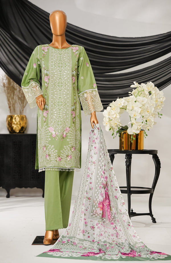 Anaya by Amna Khadija Embroidered Fine Cotton Stitched 3 Piece Suit - ELF-06 - AK25ANY - Green - Festive Collection