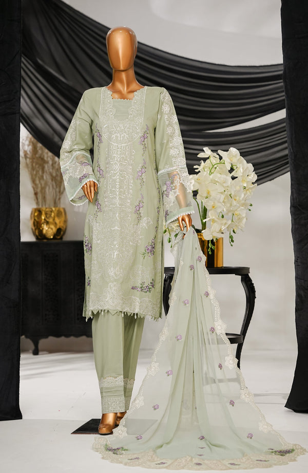 Anaya by Amna Khadija Embroidered Fine Cotton Stitched 3 Piece Suit - ELF-08 - AK25ANY - Pista Green - Festive Collection