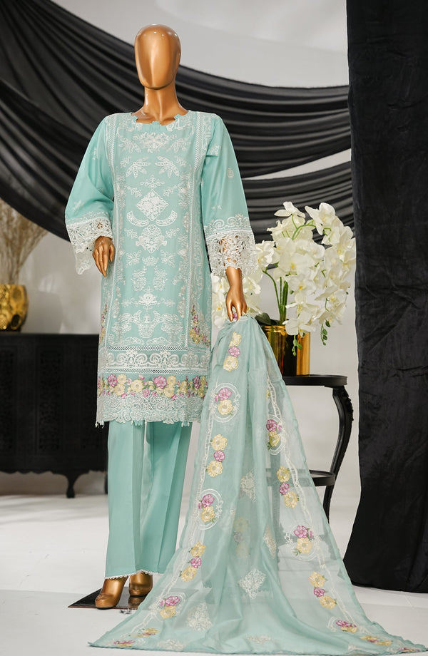 Anaya by Amna Khadija Embroidered Fine Cotton Stitched 3 Piece Suit - ELF-05 - AK25ANY - Blue - Festive Collection