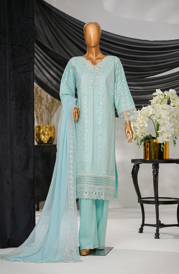 Anaya by Amna Khadija Embroidered Fine Cotton Stitched 3 Piece Suit - AZ-EX-02 - AK25ANY - Blue - Festive Collection