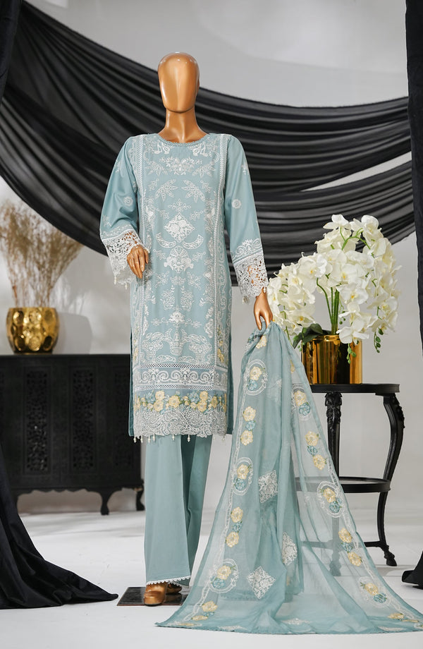 Anaya by Amna Khadija Embroidered Fine Cotton Stitched 3 Piece Suit - ELF-05 - AK25ANY - Blue - Festive Collection