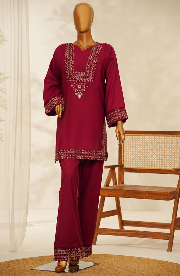 Aroha by Amna Khadija Embroidered Cotton Stitched 2 Piece Suit - AKPA-03 - AK25AROH - Maroon - Summer Collection