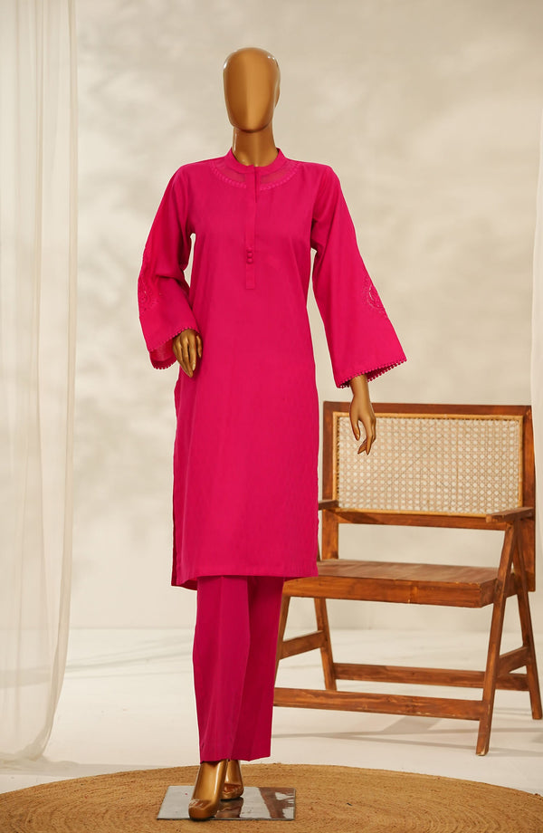 Aroha by Amna Khadija Embroidered Cotton Stitched 2 Piece Suit - AKPA-07 - AK25AROH - Hot Pink - Summer Collection