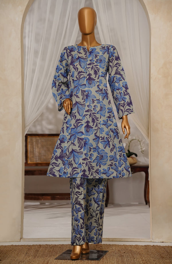 Amna Khadija Heartpop Digital Printed Lawn RTW 2 Piece Femme Flare Suit - HPFF05 - AM25PRFR - Light Blue - Summer Collection